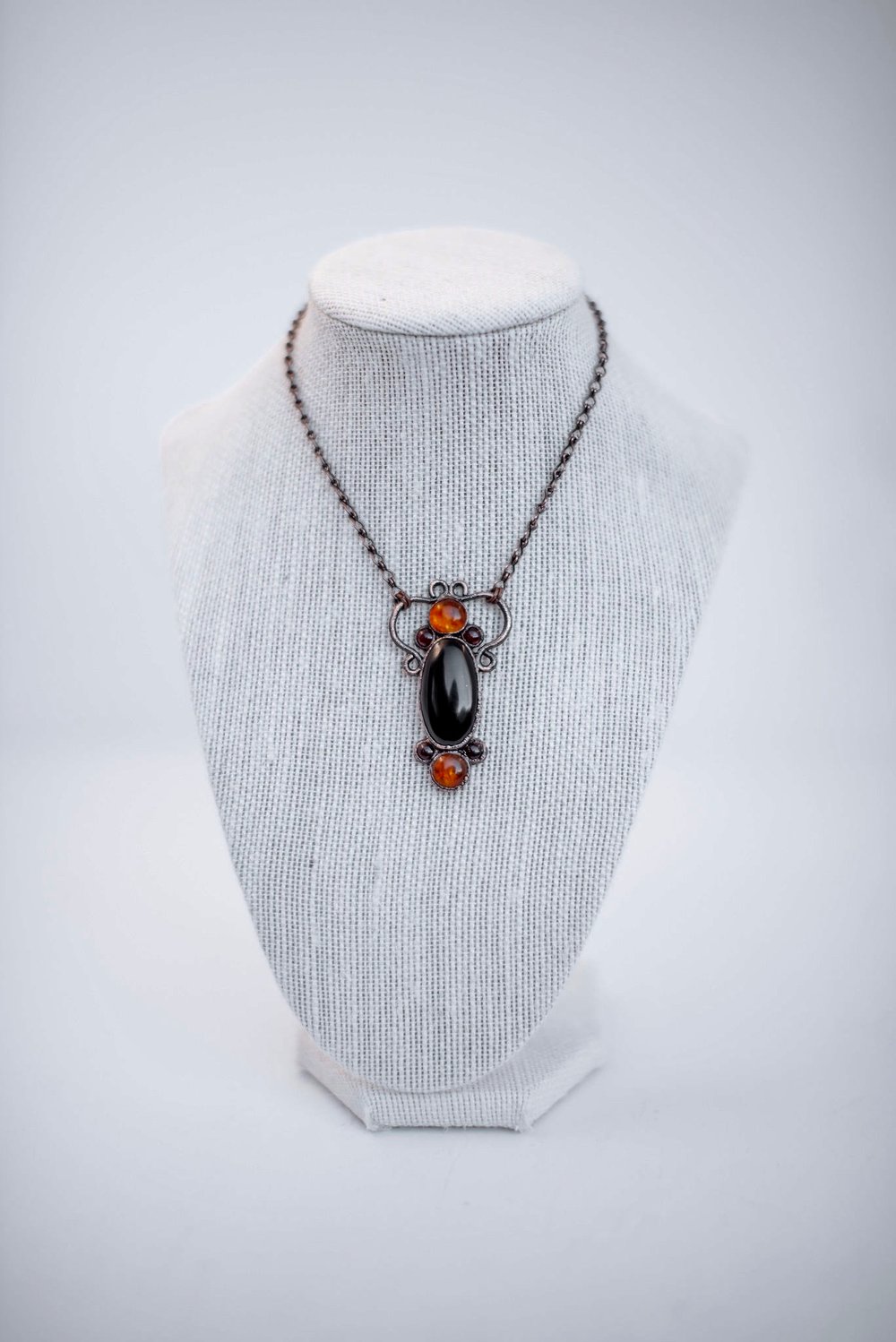 Onyx and Amber Pendant