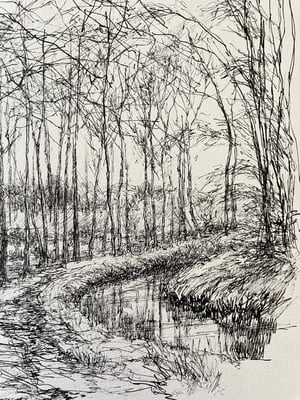 Image of VINTAGE DUTCH DRAWING: LANDSCAPE #5