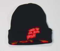 “THANK YOU FOR BEING PATIENT”  BLK & RD SATIN lined beanie