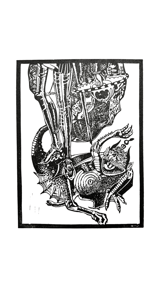 Image of St. Michael Triumphs over the Devil Linoprint 