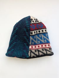 Image 3 of Upcycled Reversible Beanie Blue x Black Cashmere