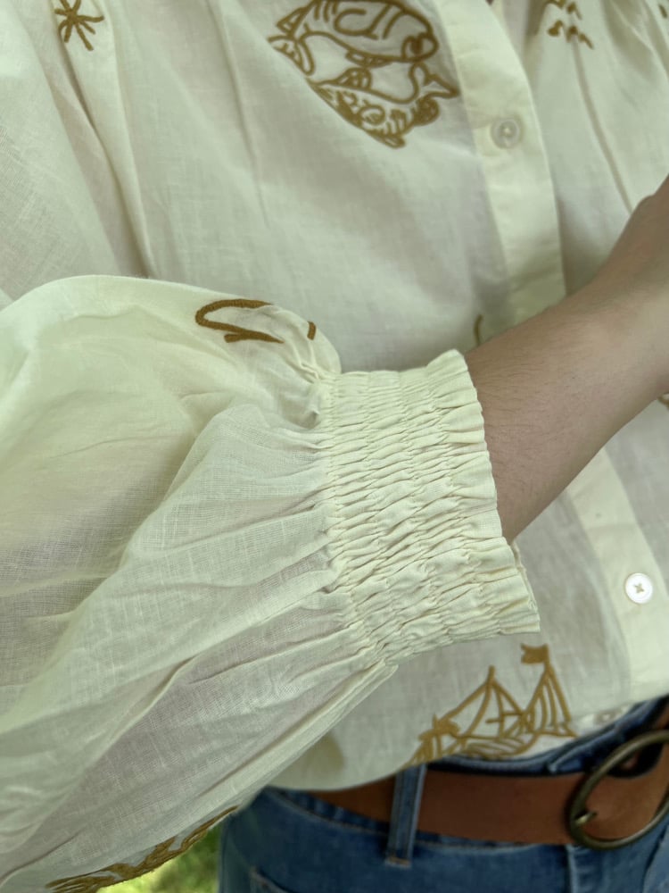 Image of Blouse Bohème "ZODIAQUE" Crème / Brodé T.U.