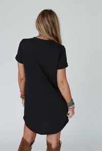 Image 2 of On The Daily Pocket Tee Dress- Charcoal 2 Tone