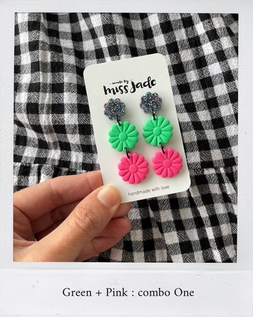 Image of Green + Pink : Flower Dangles