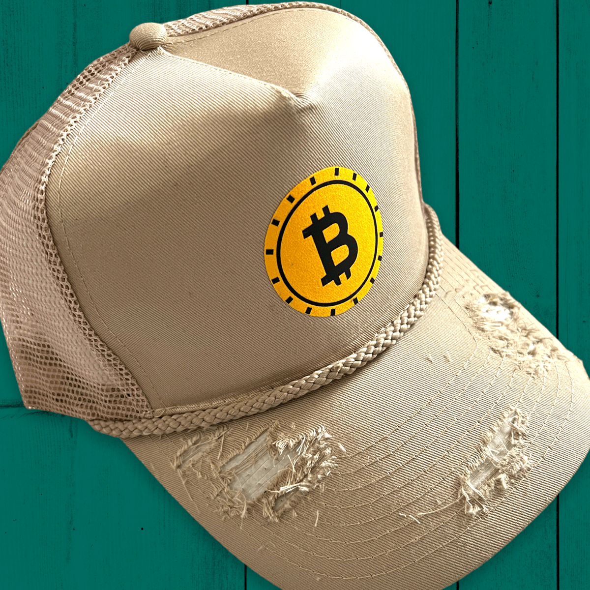 BITCOIN TRUCKER HAT // kHAKI | MON3Y POCKET CLOTHING