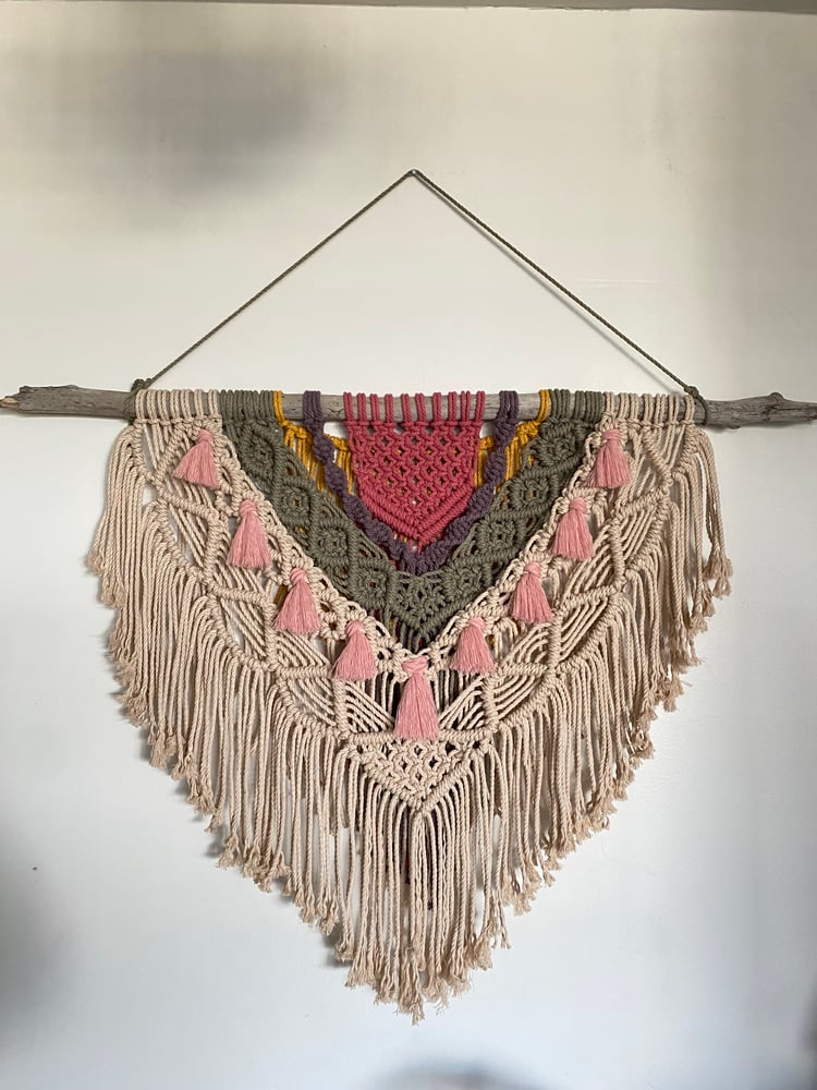 Image of Colorful macrame wall hanging