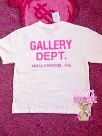 Image 1 of White & Pink Gallery Dept T Shirt