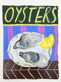 Oysters on blue pink & brown 