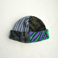 Image 3 of Reworked Reversible Beanie 80s Abstract x Blue Cashmere