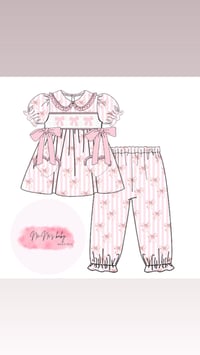 Bow smocked pjs 
