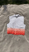 Striped Crochet Sleeveless Button Down, 38” chest