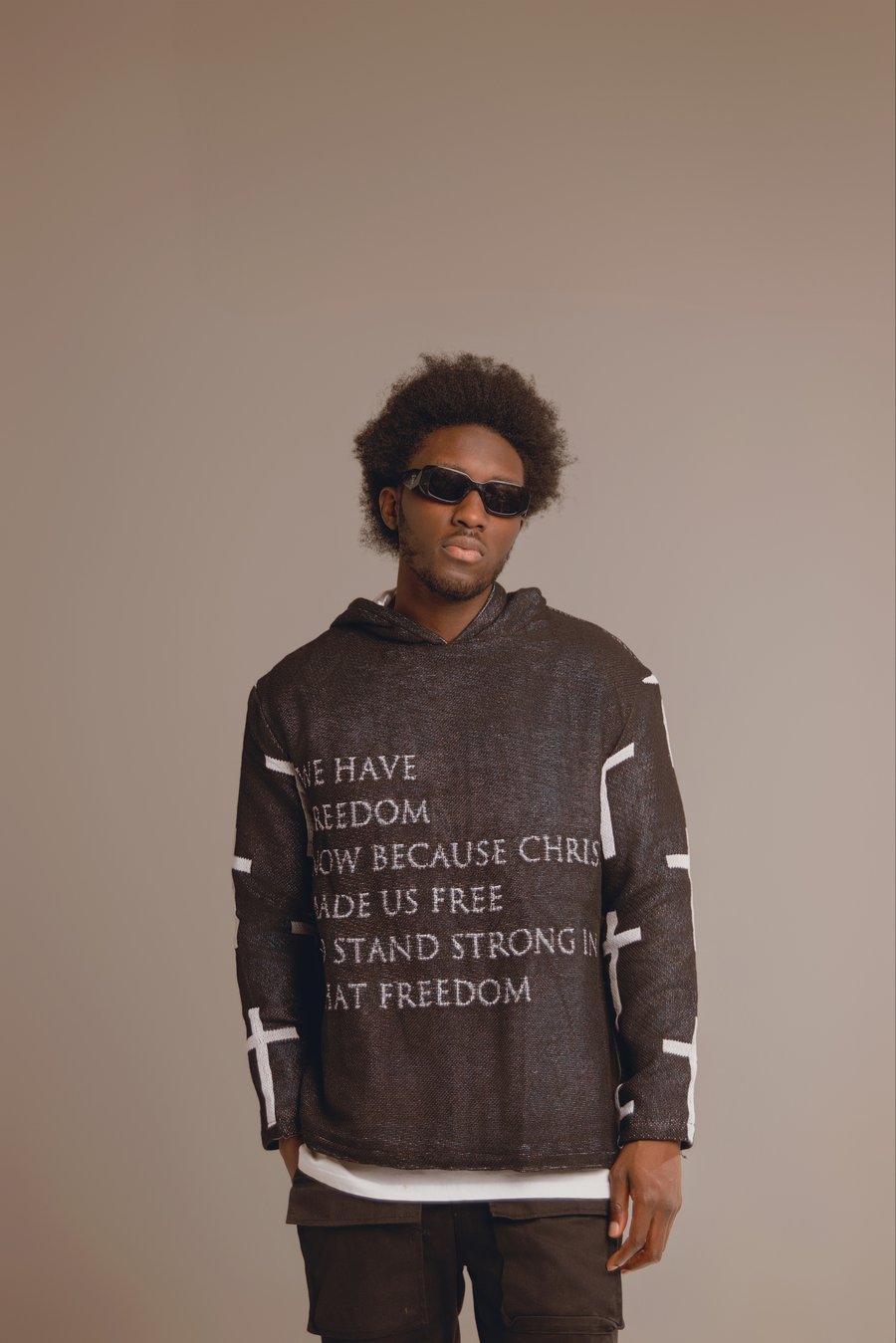 Image of BLACK VINTAGE WOVEN HOODIE