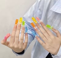 Image 3 of Handmade Press on Nails Cute Gummy Bear Bow Love Decor False Nails