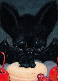 Donut Black Cat Bat Art Print 