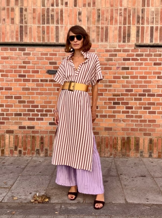 BROWN STRIPES KNIT KAFTAN