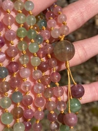 Image 1 of Afghan Tourmaline Mala, Rainbow Tourmaline 108 Beads Japa Mala, Tourmaline Hand Knotted Gemstone