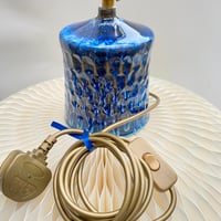 Image 4 of Carved Blue And White Table Lamp With Brass Fitting
