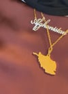 Afghan map necklace in gold or silver