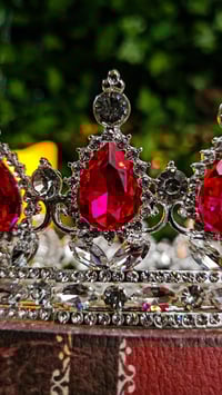 Image 2 of 👑The Armored Kingdom Roseflame Hot Pink Queen's Crown Silver with Pink Gemstones for Royal Decor