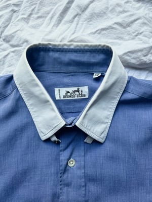 Hermès Blue Shirt with Contrasting Collar - Size M