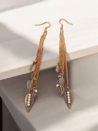 Earrings  - brass, white accents