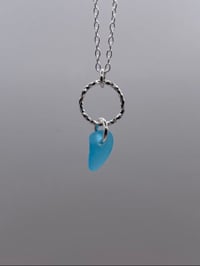 Image 1 of Stunning Rare Bright Aqua Sea Glass Necklace 