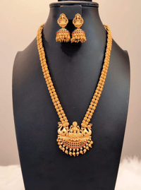 Image 1 of Gita_ Temple Jewelry Necklace Set Featuring Goddess Laxmi