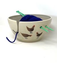Image 3 of Large HEN Decorated Yarn Bowl 