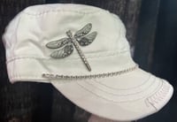 Image 1 of Leather Bill Cadet Hat Crystal Dragonfly