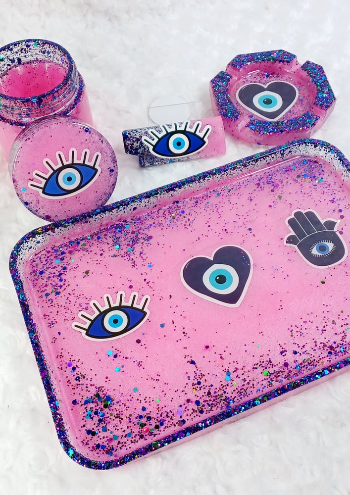 Image of Evil eye rolling tray set 