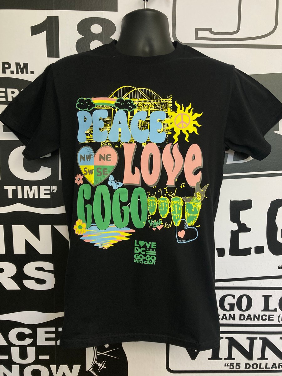 Image of LOVE DC GOGO "Peace Love GoGo" Black T-shirt