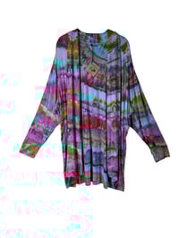 Image 2 of 3X PLUS Jersey Knit Open Cardigan in Tropical Agate Ice Dye