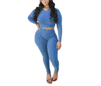 Image 3 of Tight Stripe Long Sleeve Set