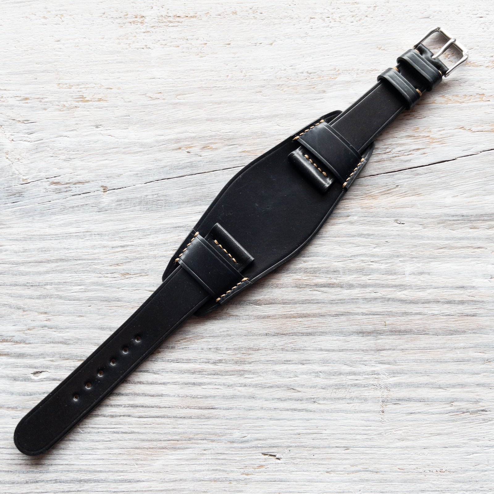 Horween Shell Cordovan Bund - Black | Watchstrapheaven