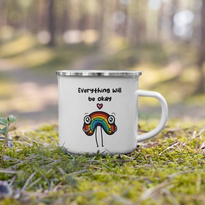 Image of Everything Will Be Okay Rainbow Enamel Mug