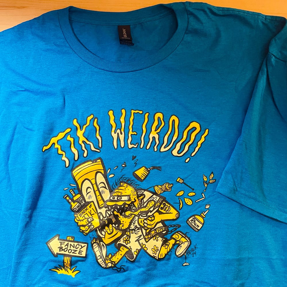 TIKI WEIRDO Electric Blue 100% Cotton T-Shirt