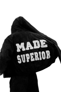 Image 1 of Black/White Heavyweight Cropped Fullzip Distressed Jacket