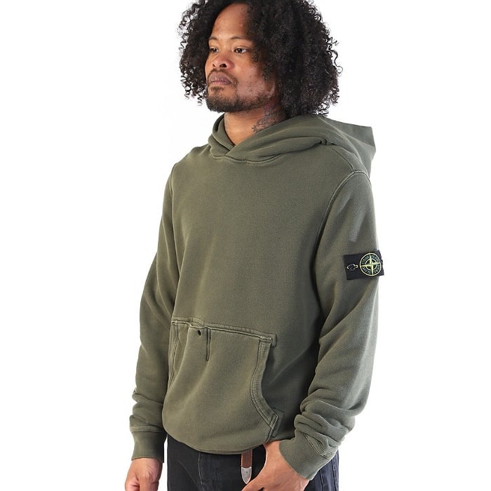 Image of STONE ISLAND 61041 ORGANIC COTTON DIAGONAL FLEECE 'OLD' EFFECT 