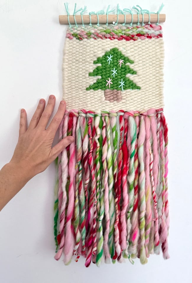 Christmas & strawberry shortcake. Woven wall hanging.