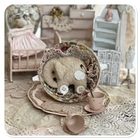 Image 2 of Handmade coffee beige flat elephant with "button wheels"