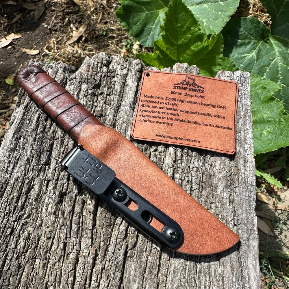 Image of 80mm Drop Point 52100 leather