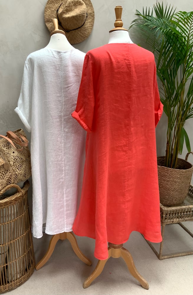 Image of Robe En Lin Alizé Corail
