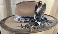 Image 2 of Tan Fedora Painted Feathers & Print Band