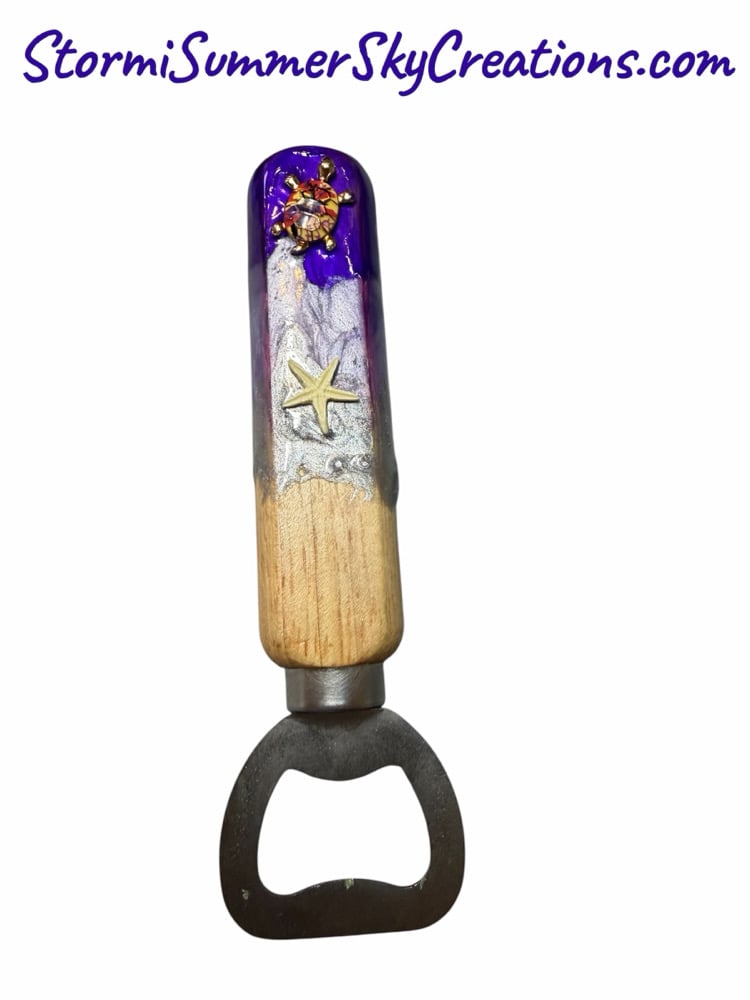 Image of Wooden handle Beach Themed Bottle Opener