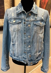 Image 2 of Vintage Blue Denim Distressed Jacket Wonder Woman