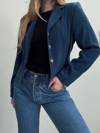 Image 6 of Vintage blue velvet jacket // M