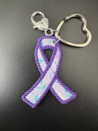 Image 2 of Applique Awareness Ribbon Keychain