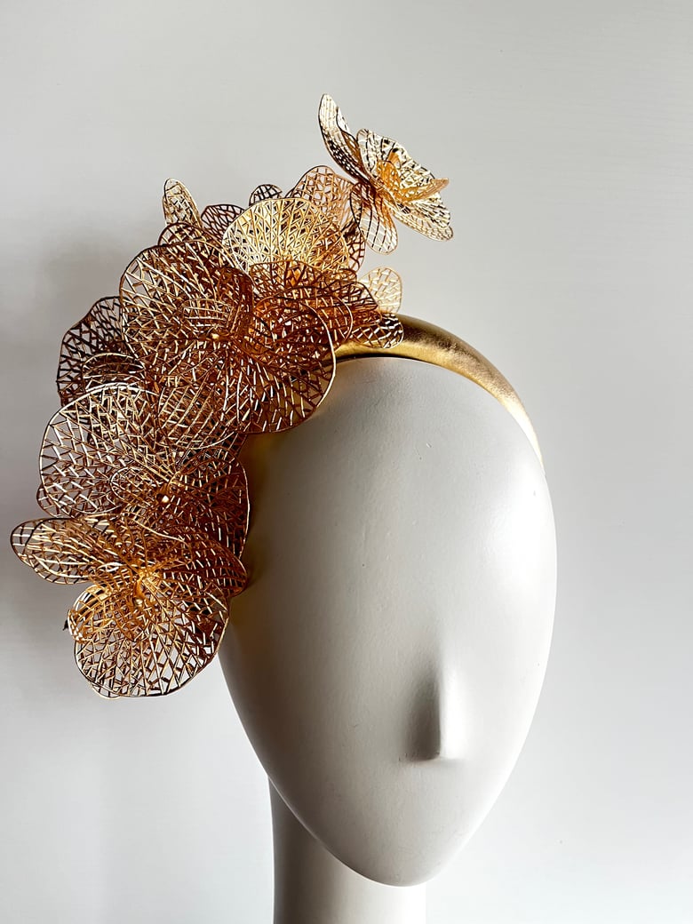 Image of Gold orchid headpiece #2
