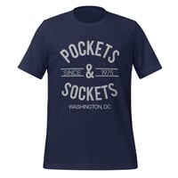 Image 3 of "POCKETS & SOCKETS" - Since 1975 (DC Utility Mark) Dark Unisex Tee - Gray Text (see color options)