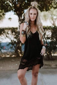 Image 1 of Prima Lace Hem Slip Dress - Black